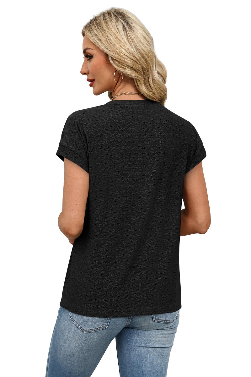 Alaroo Cute Tops for Women Dressy Short Sleeve Shirts Business Casual Summer Clothes Cruise Outfits Spring Fashion Clothing Black M - Image 5