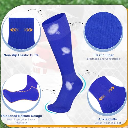 VONMELLI Youth Baseball Belt and Socks Combo, Elastic Royal Blue Softball Belts and Socks for Boys(2 Pairs of Socks & 1 Belt) - Image 5
