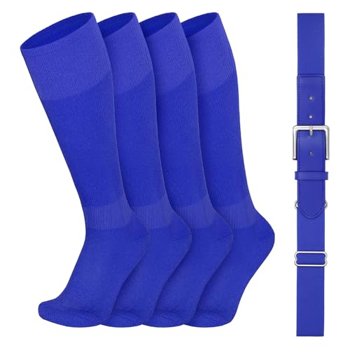 VONMELLI Youth Baseball Belt and Socks Combo, Elastic Royal Blue Softball Belts and Socks for Boys(2 Pairs of Socks & 1 Belt) - Image 4