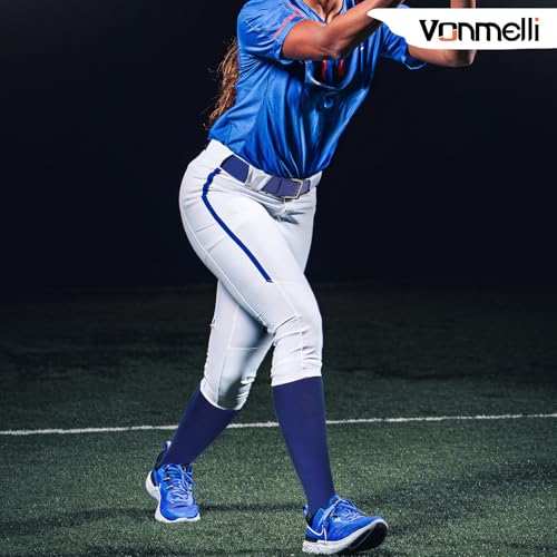 VONMELLI Youth Baseball Belt and Socks Combo, Elastic Royal Blue Softball Belts and Socks for Boys(2 Pairs of Socks & 1 Belt) - Image 3