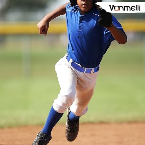 VONMELLI Youth Baseball Belt and Socks Combo, Elastic Royal Blue Softball Belts and Socks for Boys(2 Pairs of Socks & 1 Belt) - Image 2