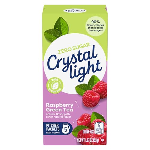 Crystal Light Drink Mix 60 Pitcher Packets for Flavorful Hydration and Shareable Refreshment Naturally Flavored Raspberry Green Tea with other natural flavor Made with Green Tea 187 oz each - Image 1