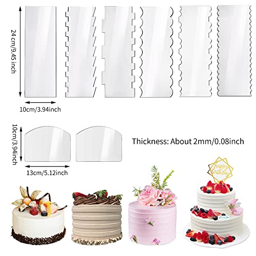 TLPCRKI Cake Scraper Cake Comb Edge Smoother Tool Pastry Cutter Kitchen Baking Tools Cake Scraper Smoother in 13 Patterns for Different Shapes of Cake Edges Transparent - Image 2