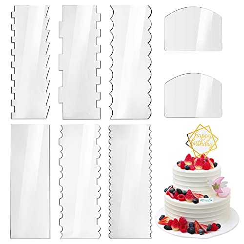 TLPCRKI Cake Scraper Cake Comb Edge Smoother Tool Pastry Cutter Kitchen Baking Tools Cake Scraper Smoother in 13 Patterns for Different Shapes of Cake Edges Transparent - Image 1