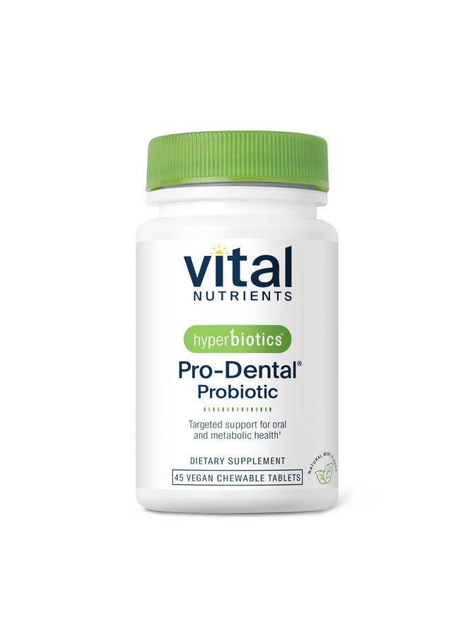Hyperbiotics Vital Nutrients Pro-Dental Probiotic | Dairy-Free BLIS K12 and M18 | Shelf-Stable | Vegan Probiotic for Oral Health and Bad Breath | Sugar-Free | Gluten-Free | 45 Mint Chewable Tablets - Image 1