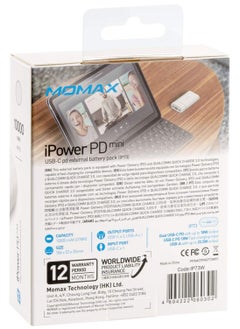 Momax iPower PD mini 10,000 mAh USB-C External Battery Pack PD Fast Charger QC 3.0 Power Bank - White  - Image 3
