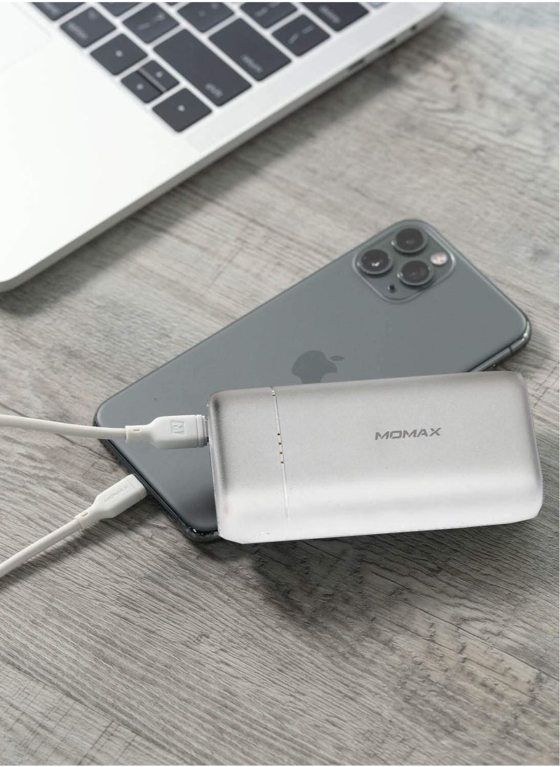 Momax - iPower PD mini 10,000 mAh USB-C External Battery Pack PD Fast Charger QC 3.0 Power Bank - White - Image 1