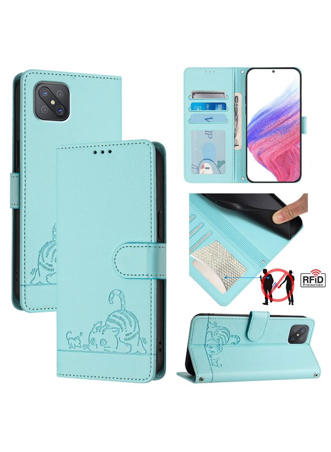 اس-توب جراب لهاتف OPPO A92S 5G من الجلد المنقوش بنمط فأر قطة RFID مع حبل تعليق - Image 1