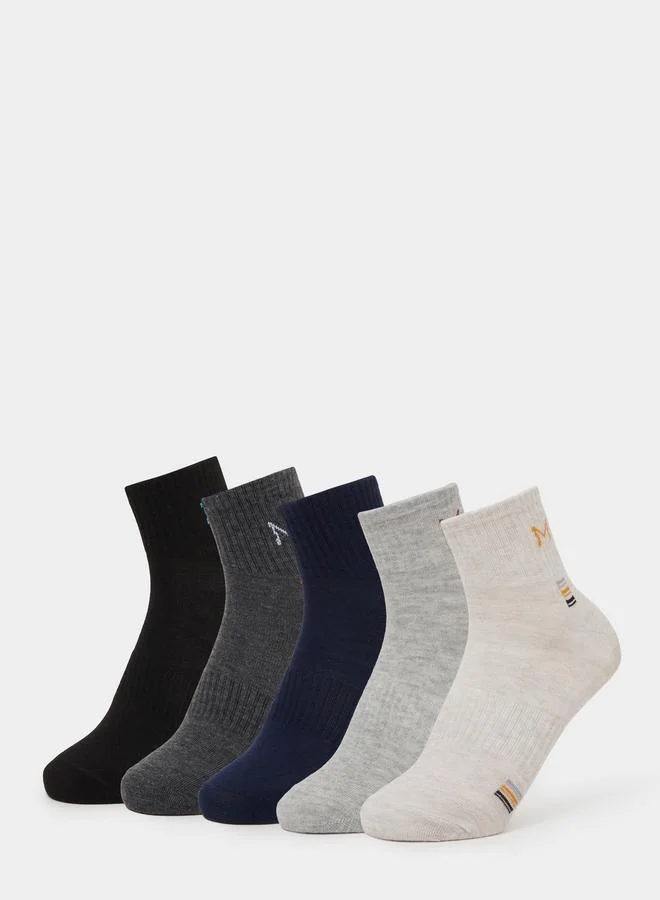 ستايلي Pack of 5 - Printed Detail Ribbed Cuff Ankle Socks