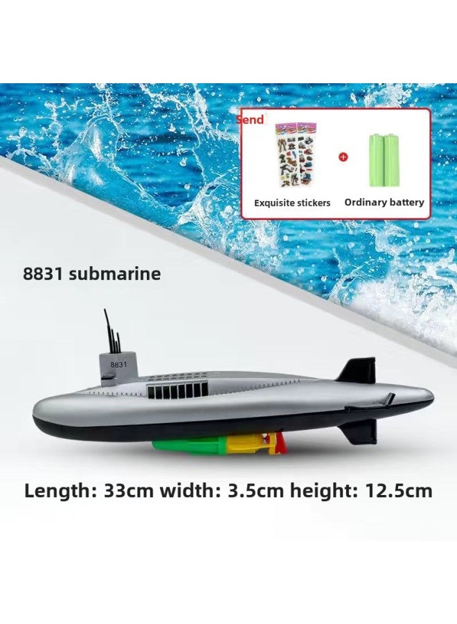 Electric Submarine Toy Children's Water Play Bathing Toy Boat Model Non-remote Control Can Be Launched Boy Win Shuo-Color:8831 Submarine♢-Specifications:Basic Version (comes With Ordinary Battery)♢  - Image 1