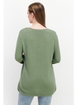 Zero Women Textured Long Sleeve Sweatshirt, Olive  - Image 4