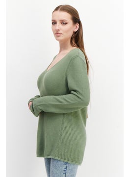 Zero Women Textured Long Sleeve Sweatshirt, Olive  - Image 3