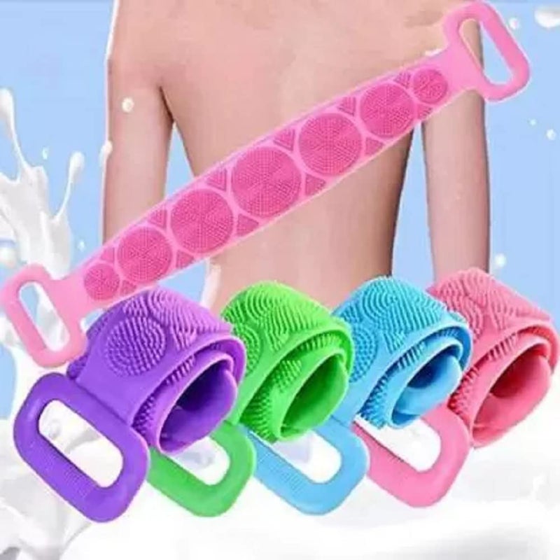Elecsera 1 bath belt body brush back scrubber cleanser shower loofah best for face skin cleansing soft silicone handle scrub cleaner for men women - Image 1