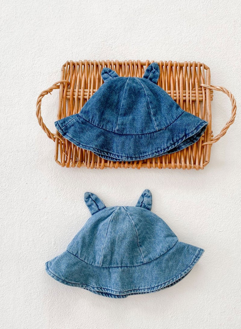 Bafanou Summer Cowboy Style Baby Boy Jumpsuit - Sleeveless Blue Romper with Matching Hat 2 Pcs for Newborns and Infants