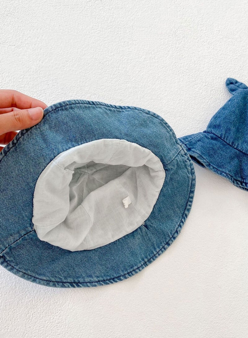 Bafanou Summer Cowboy Style Baby Boy Jumpsuit - Sleeveless Blue Romper with Matching Hat 2 Pcs for Newborns and Infants