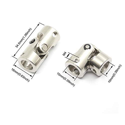 Befenybay 2 Pcs 10mm to 10mm Universal Joint Shaft Coupling with Screws for Motor - Image 2