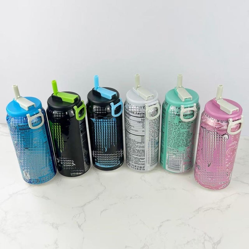 DIPESI 4 Pack Soda Can Lids with Straws,Inspired by Energy Drink Can Colors – Fits fit Standard 12oz/16oz Cans - Image 5