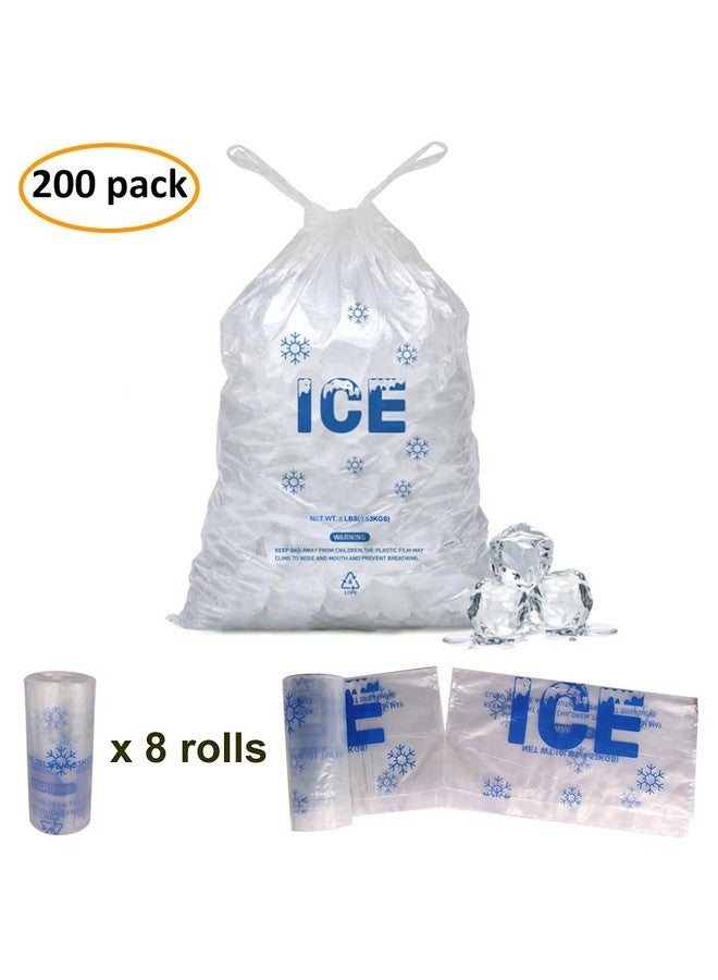 Belinlen 200 PACK 8 lb. Plastic Drawstring Ice Bags 11 x 19 Inch Heavy-Duty Ice Bags with Plastic Draw String (2mil Thickness) - Image 1