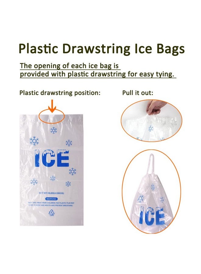 Belinlen 200 PACK 8 lb. Plastic Drawstring Ice Bags 11 x 19 Inch Heavy-Duty Ice Bags with Plastic Draw String (2mil Thickness) - Image 2
