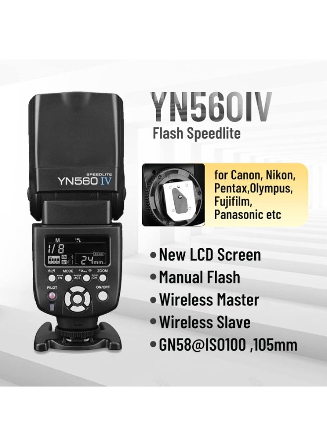 YONGNUO YN560IV Wireless Speedlite Flash with Built-in Trigger, High Power GN58, Manual Flash for DSLR Cameras - Image 3