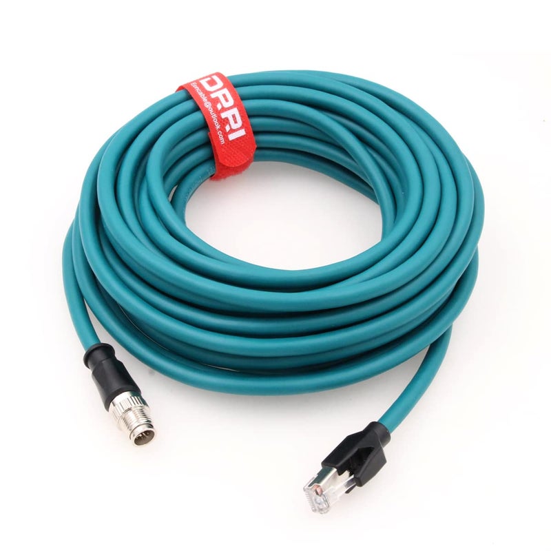 DRRI Barcode Scanners M12 XCoded 8 Pin to RJ45 Gigabit Ethernet Interface Cat 7e Shielded Cable for Cognex Ccb8490120011515M - Image 2