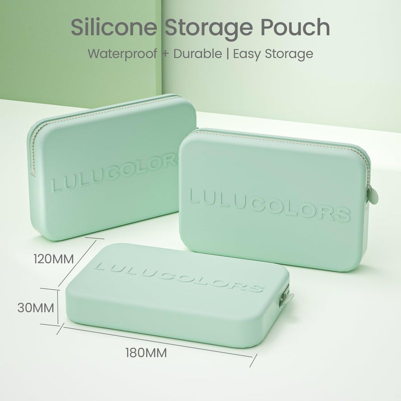 LULUCOLORS-Dual-Ended Makeup Brush Set with Sponge & Travel Case-13 Kinds of Multi-Functional Brushes for Face & Eyes â€“ Soft Bristles, Easy Travel Brush Set (Mint Green) - Image 4