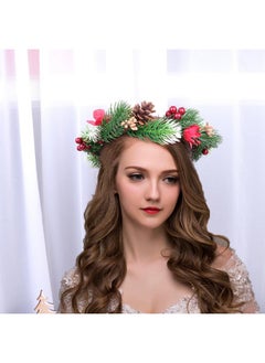 minkissy Minkissy Christmas Flower Crown Flower Hairband Christmas Headband Floral Wreath Garland With Holly Berry Leaves Christmas Hair Accessories For Woman Girls  - Image 2