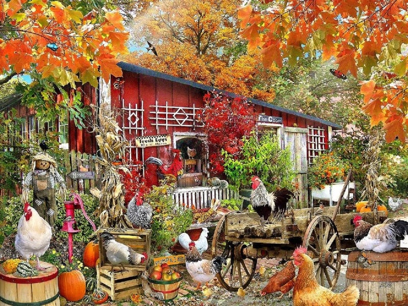 SUNSOUT INC - Barnyard Chickens - 500 pc Jigsaw Puzzle by Artist: Lori Schory - Finished Size 18" x 24" - MPN# 34871 - Image 3