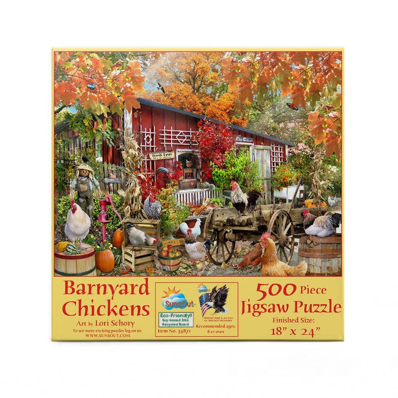 SUNSOUT INC - Barnyard Chickens - 500 pc Jigsaw Puzzle by Artist: Lori Schory - Finished Size 18" x 24" - MPN# 34871 - Image 5