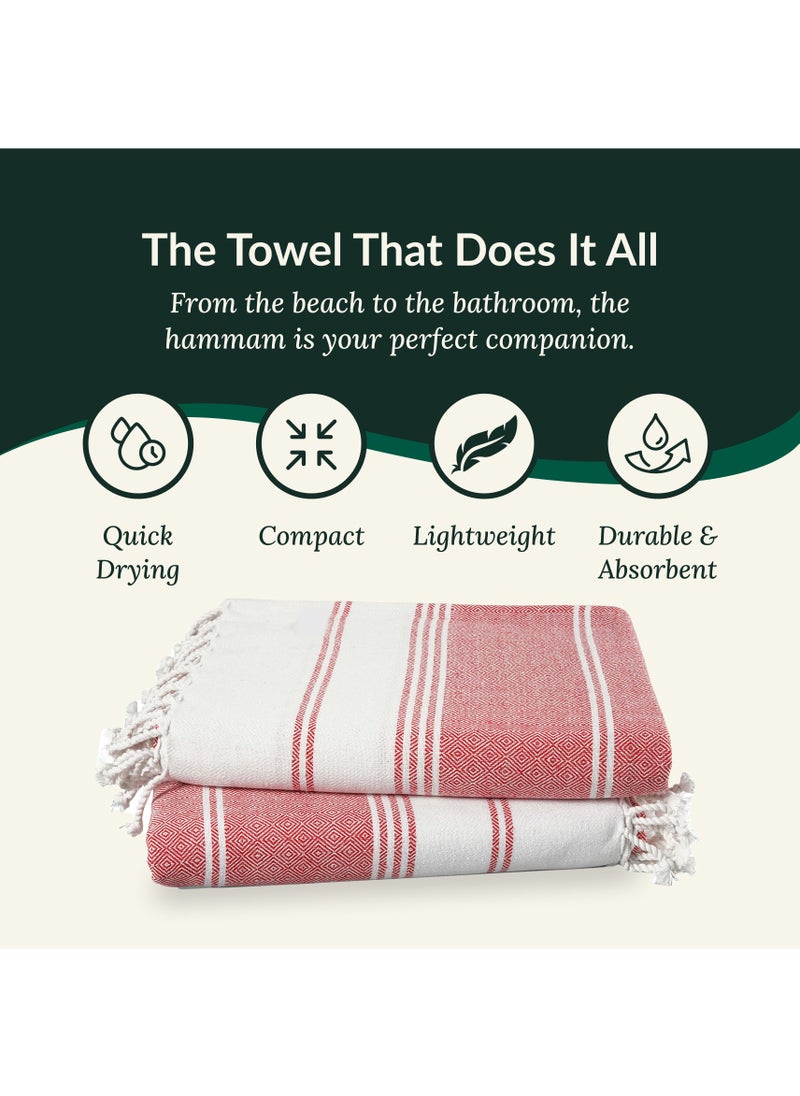 Cloud Scape Linen Turkish Beach Towel Set of 2, 39x71 inches Oversized Lightweight 100% Cotton Hammam Towel,HIBISCUS ROSE  - Image 3