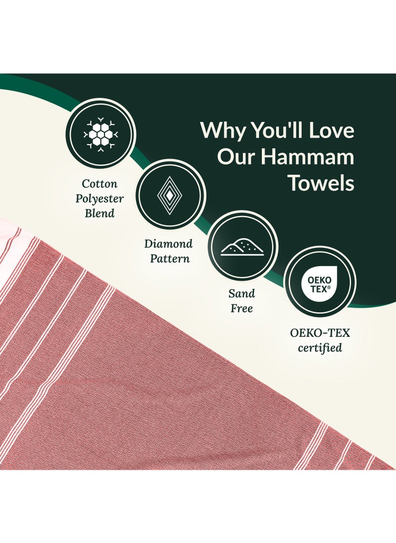 Cloud Scape Linen Turkish Beach Towel Set of 2, 39x71 inches Oversized Lightweight 100% Cotton Hammam Towel,HIBISCUS ROSE  - Image 4