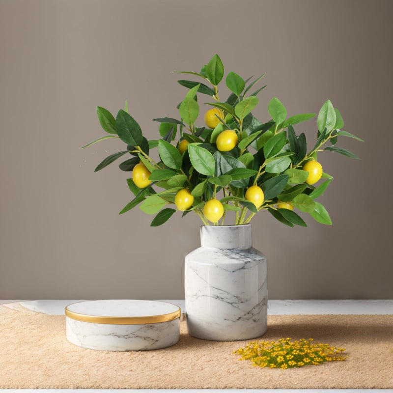 Coreland Artificial Lemon Leaves with Lemon, 4 Pack Faux Greenery Plants, Plastic Lemon Tree Bushes for Garden, Patio, Porch, Window Box, Planter & Indoor Outdoor Home Decor - Image 3