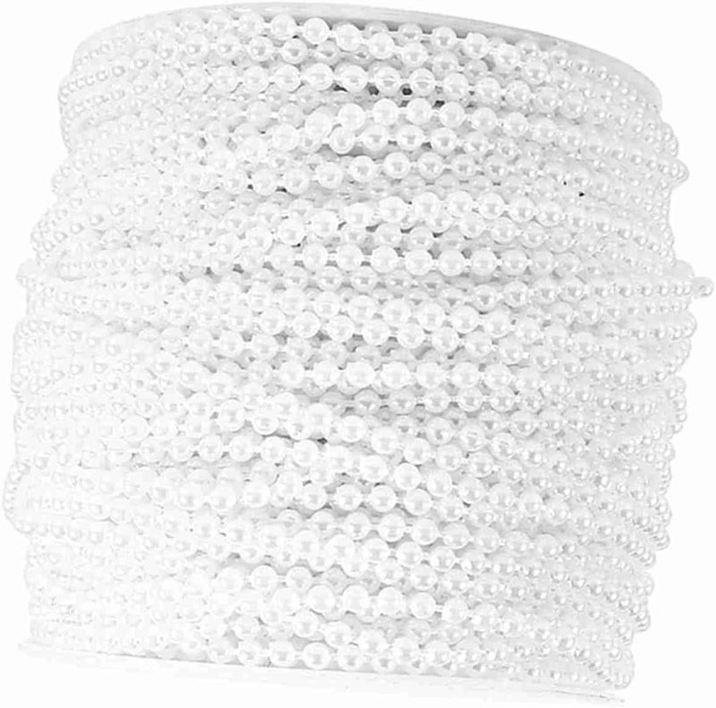 Sorandy 50M Roll 3mm Pearl String Beads, Dreamlike Plastic Beads for DIY Craft with Adjustable Thread, Ideal for Wedding Decorations Centerpieces & Garland (White) - Image 2