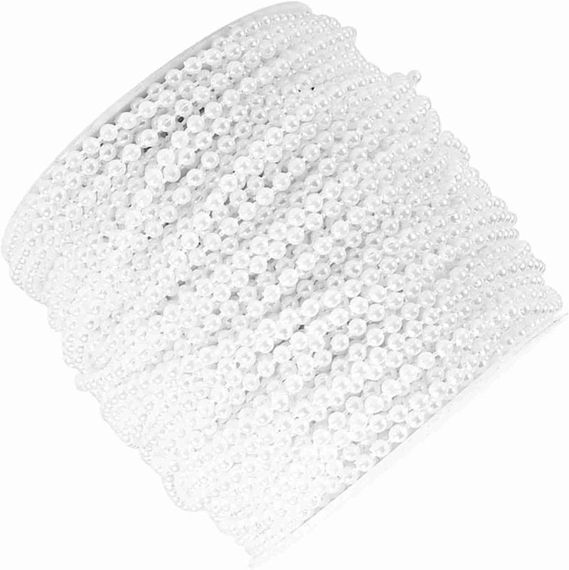 Sorandy 50M Roll 3mm Pearl String Beads, Dreamlike Plastic Beads for DIY Craft with Adjustable Thread, Ideal for Wedding Decorations Centerpieces & Garland (White) - Image 4