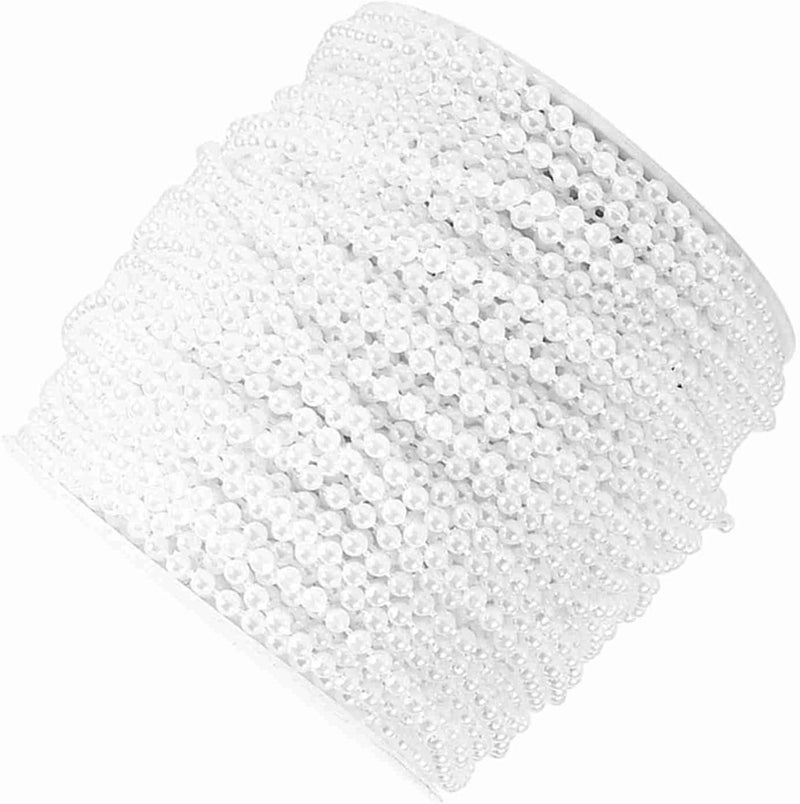 Sorandy 50M Roll 3mm Pearl String Beads, Dreamlike Plastic Beads for DIY Craft with Adjustable Thread, Ideal for Wedding Decorations Centerpieces & Garland (White) - Image 1