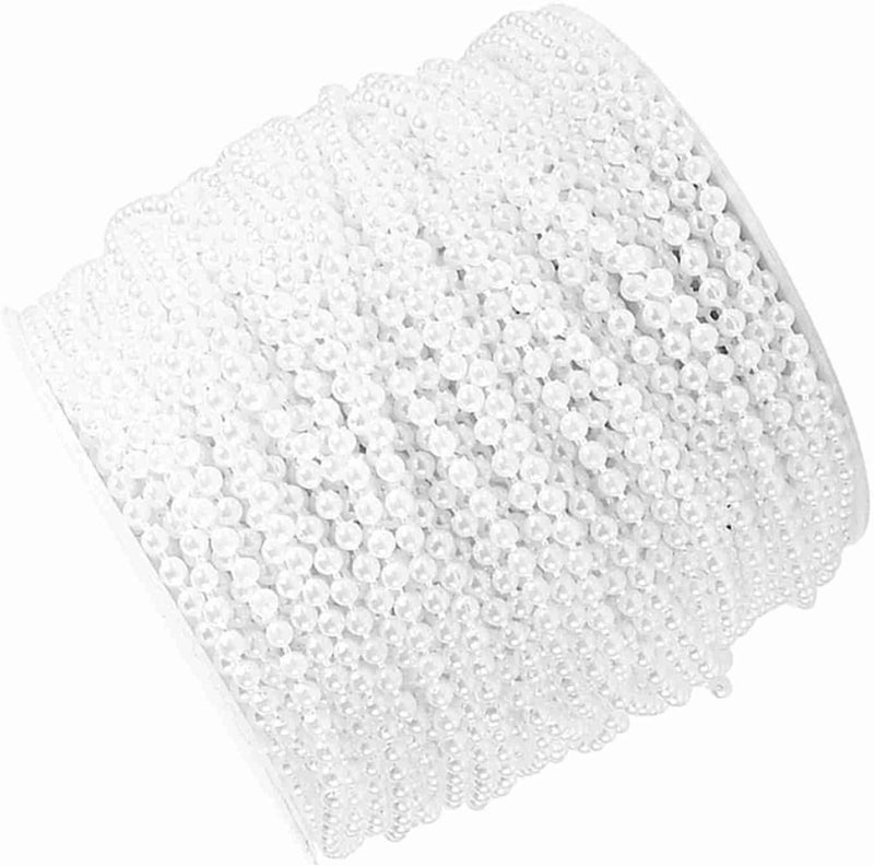 Sorandy 50M Roll 3mm Pearl String Beads, Dreamlike Plastic Beads for DIY Craft with Adjustable Thread, Ideal for Wedding Decorations Centerpieces & Garland (White) - Image 3