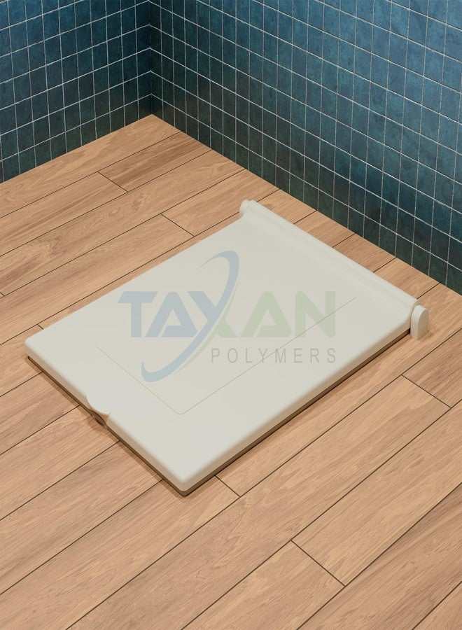 TAXAN POLYMERS غطاء مقعد المرحاض الهندي البلاستيكي من تاكسان بدون آلية إغلاق ناعم - غطاء مقعد مرحاض مربع - بتصميم أنيق وسهل التركيب مع طقم التركيب (56 سم × 12 سم، عاجي) - Image 2