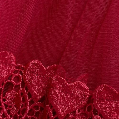 Hopscotch Girls Floral Applique Sleeveless Slim Fit Party Fit And Flare Knee-Length Dress In Red Color for Ages 10-11 Years - Image 5