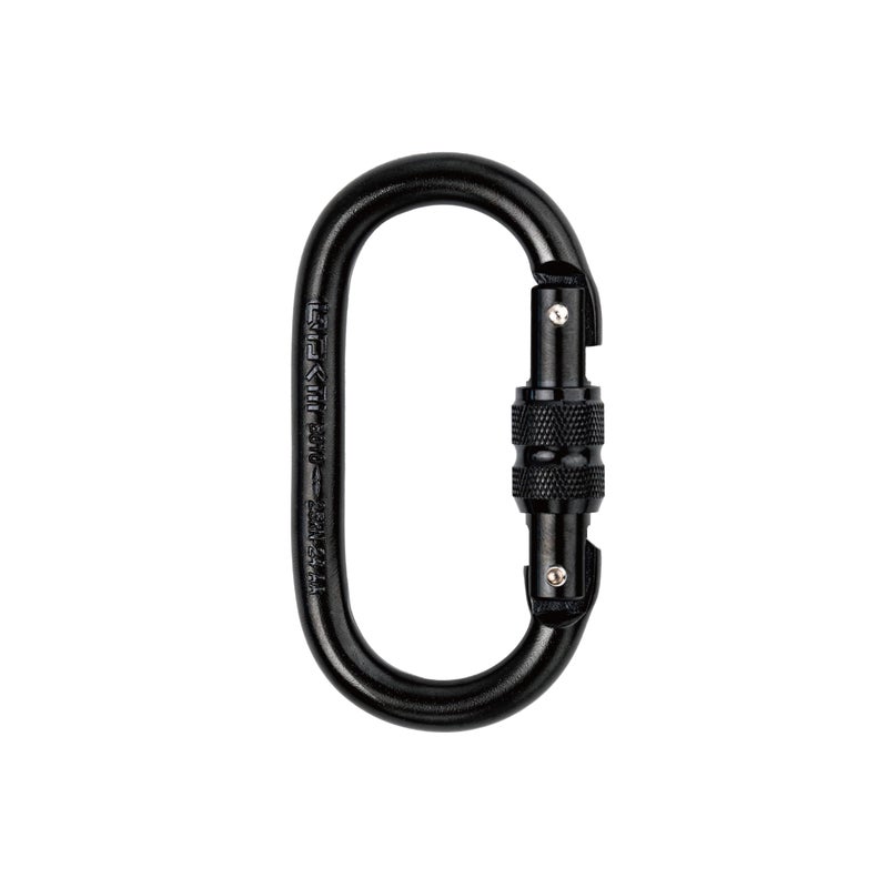 GDK2 Defender CE Certified 25kN Screwgate Locking Carabiner in Size 4.21 x 2.24 inch, Heavy-Duty Carabiners for Climbing, Rappelling, and Mountaineering, Carbon Steel, Midnight Black, 1 Pack - Image 1