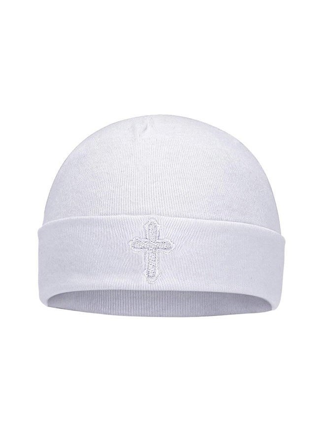 Estamico Baby Boys Girls Christening Hat with Embroidered Cross Newborn Infant Beanie Hat Baptism Gifts, 0-3 Months - Image 3
