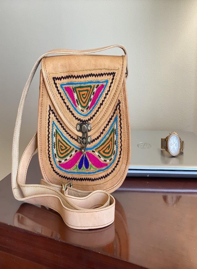 Craftonus India Hand Bags Medium Size For Women Stylish Hand embroidery | Leather Bag Inside Is Canvas Material 10 - Image 4