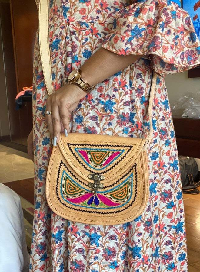 Craftonus India Hand Bags Medium Size For Women Stylish Hand embroidery | Leather Bag Inside Is Canvas Material 10 - Image 3