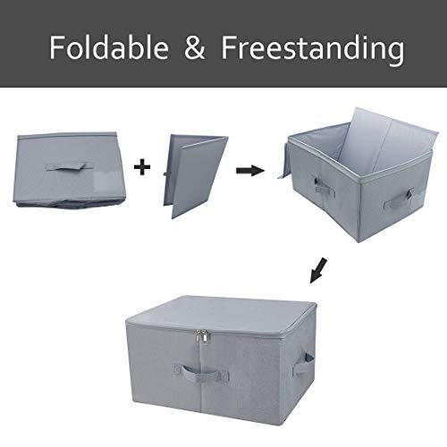 iwill CREATE PRO 17.6"x 13.6"x 9.7",Dust-proof Closet Clothes Storage Boxes with Zip Lid, Breathable Fabric & Collapsible Design Organizer Bins for Clothing Toy Dolls Shoes Blankets, Light Gray, 2pcs - Image 5
