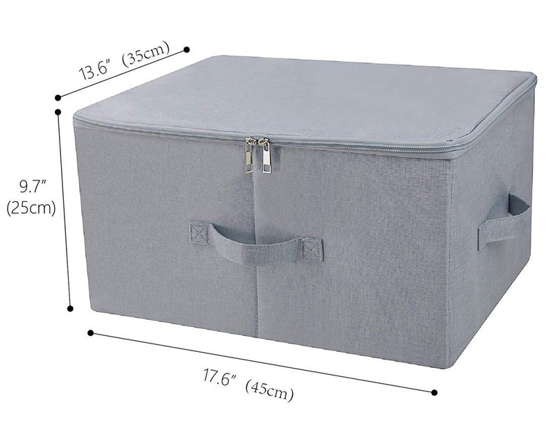iwill CREATE PRO 17.6"x 13.6"x 9.7",Dust-proof Closet Clothes Storage Boxes with Zip Lid, Breathable Fabric & Collapsible Design Organizer Bins for Clothing Toy Dolls Shoes Blankets, Light Gray, 2pcs - Image 2