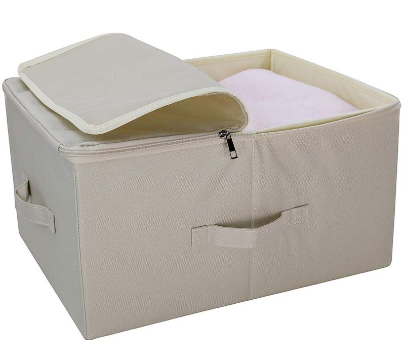 iwill CREATE PRO 17.6"x 13.6"x 9.7",Dust-proof Closet Clothes Storage Boxes with Zip Lid, Breathable Fabric & Collapsible Design Organizer Bins for Clothing Toy Dolls Shoes Blankets, Light Gray, 2pcs - Image 4