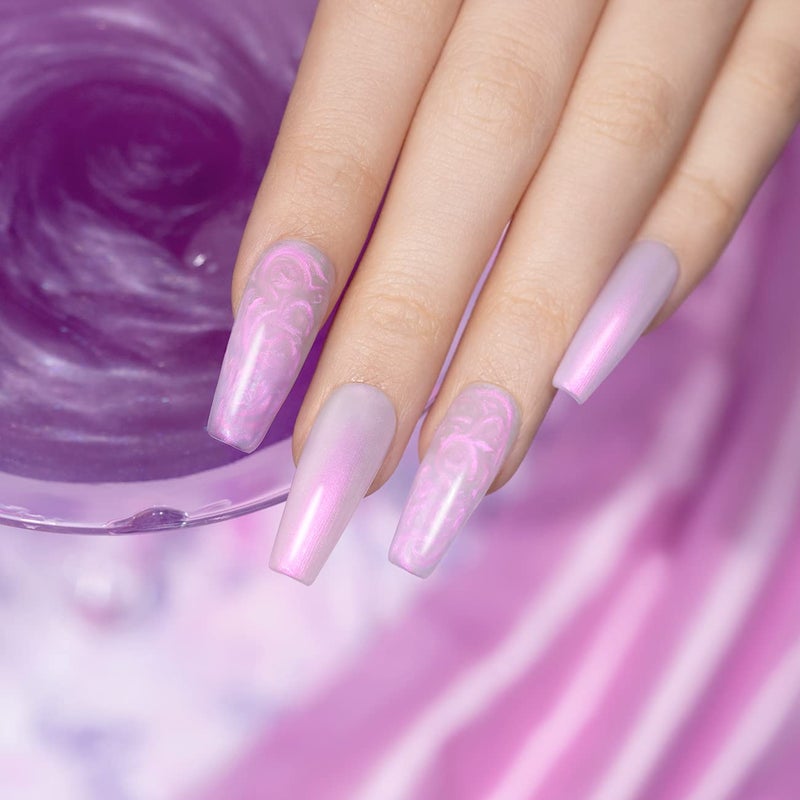 RARJSM Pearl Gel Nail Polish, Glitter Gelpolish Lavender Shimmer Mermaid Nail Gel Soak Off U V G e l for Salon Home DIY Manicure Use - Image 2