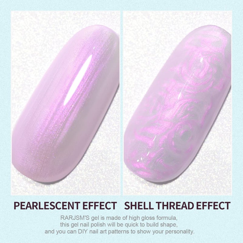 RARJSM Pearl Gel Nail Polish, Glitter Gelpolish Lavender Shimmer Mermaid Nail Gel Soak Off U V G e l for Salon Home DIY Manicure Use - Image 5