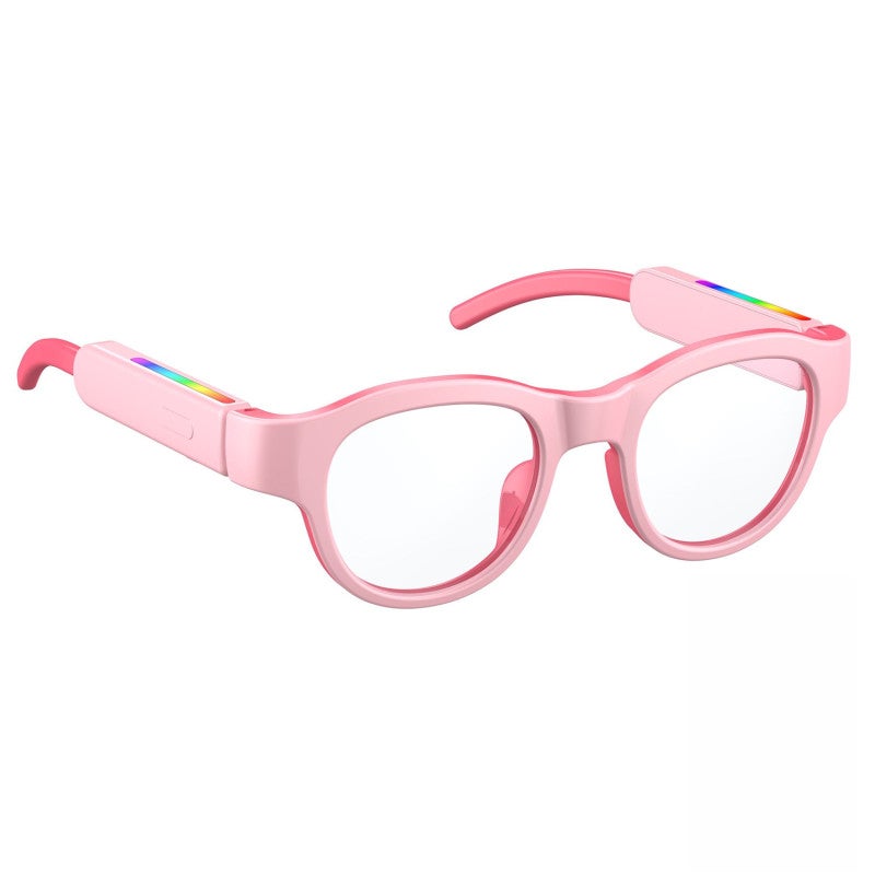 Children's Smart Glasses: Pink Frame, Blue Light UV400 Protection - Bluetooth 5.4 Stable Pairing, RGB Lighting Effects for Boys and Girls - Image 1