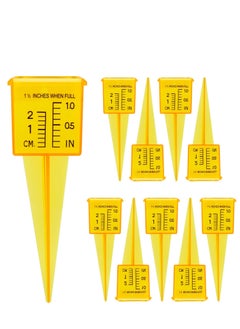 SYOSI 10 Pcs Rain Gauge Sprinkler Gauge, Transparent Wide Mouth Garden Water Gauge Reusable Outdoor Water Measuring Tool Durable Plastic Water Measuring Tool for Garden Lawn Backyard (Yellow)