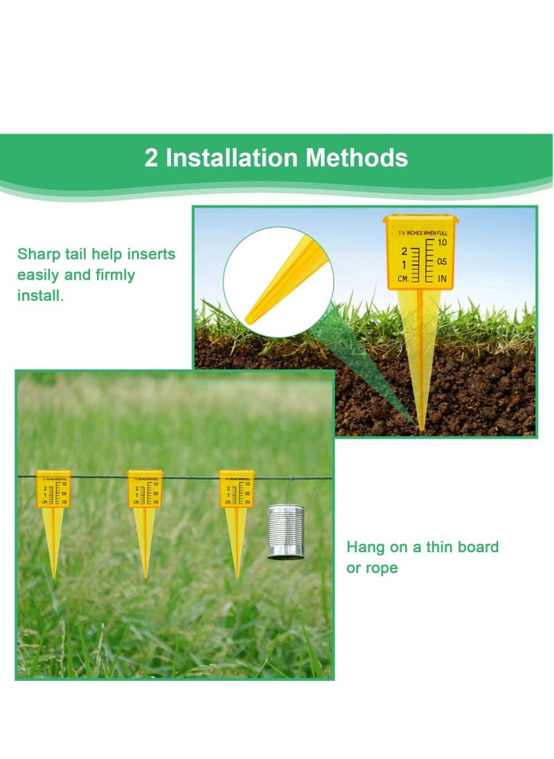SYOSI - SYOSI 10 Pcs Rain Gauge Sprinkler Gauge, Transparent Wide Mouth Garden Water Gauge Reusable Outdoor Water Measuring Tool Durable Plastic Water Measuring Tool for Garden Lawn Backyard (Yellow) - Image 1